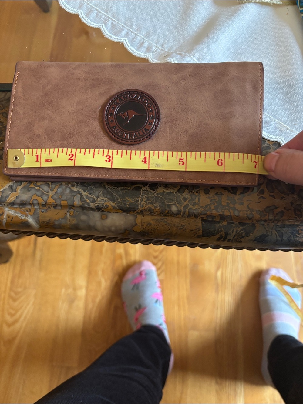 Kangaroo Australia Tan super soft faux suede Wallet. - Picture 8 of 9